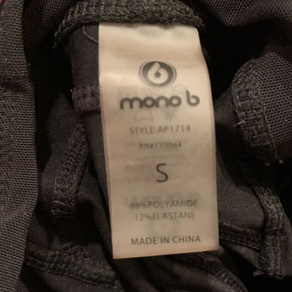 Mono B Moto Black Mesh Full Length Rib Leggings S - Picture 9 of 11